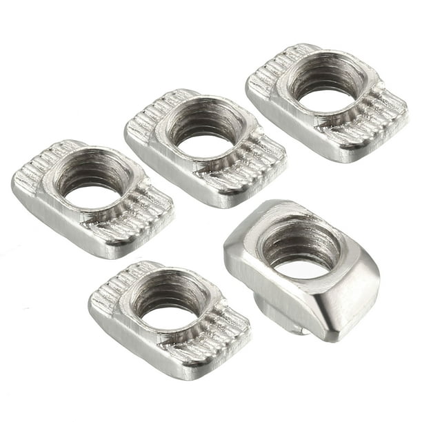 MroMax Sliding T Slot Nuts M6 Threaded Half Round Roll in T-Nut for 30x30 Series Aluminum Extrusion Profile Carbon Steel Zinc-Plated Silver Tone 4PCS 